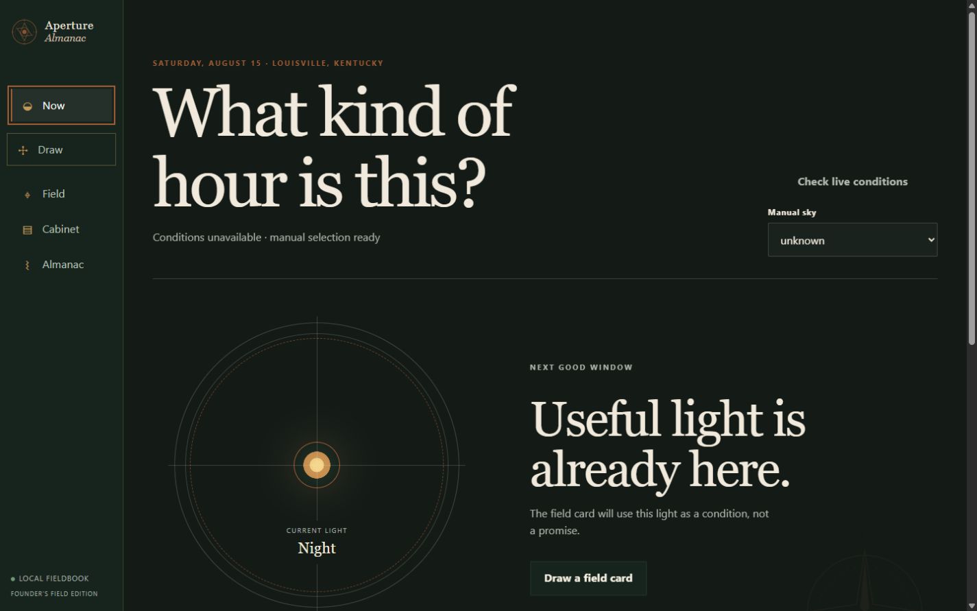 Aperture Almanac light and assignment planner on desktop