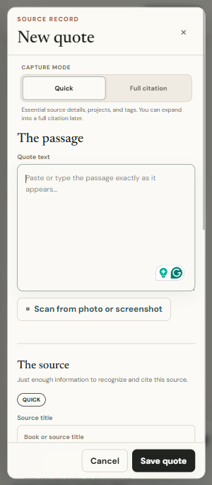 Mobile quote capture form