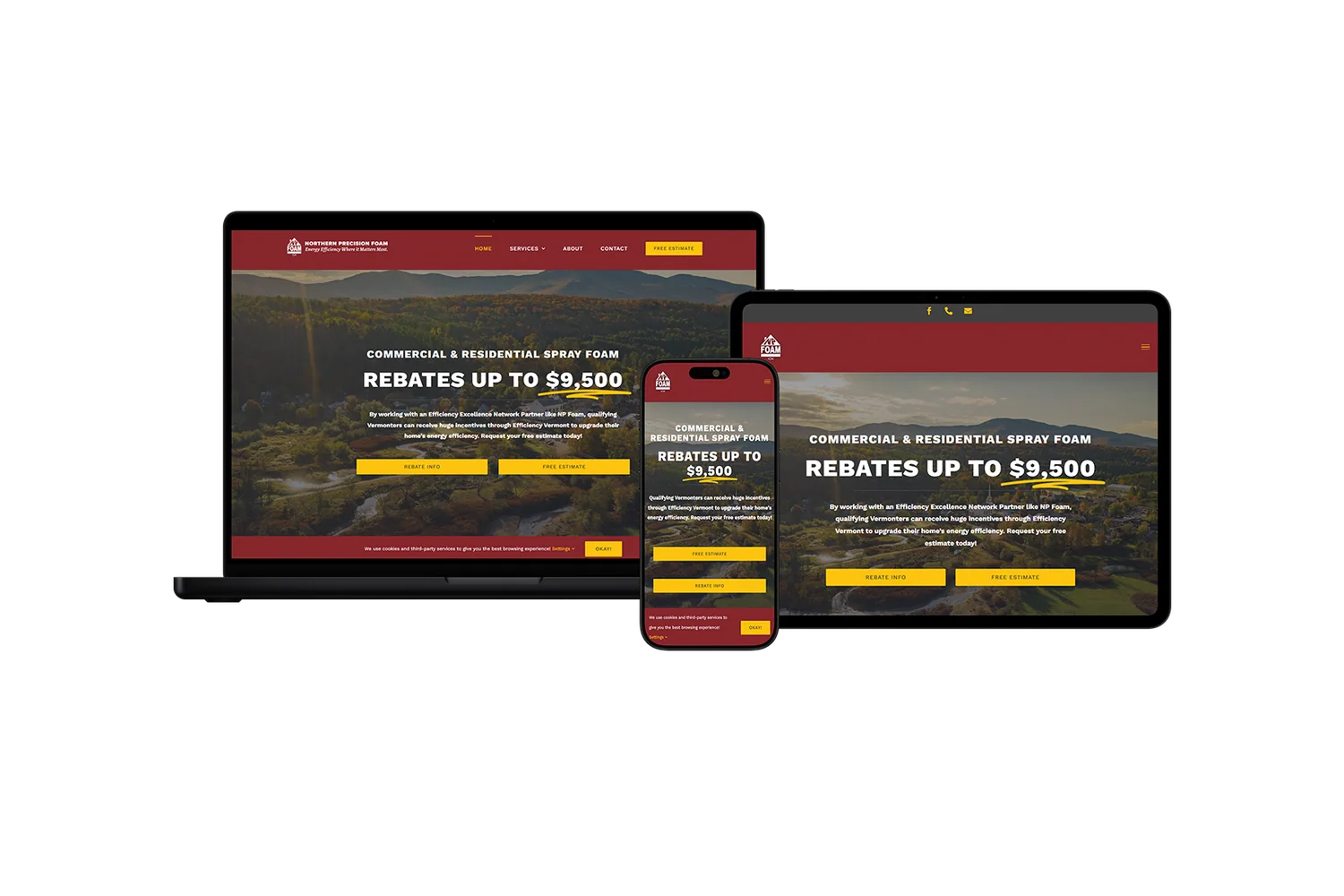 Responsive website presentation for Northern Precision Foam